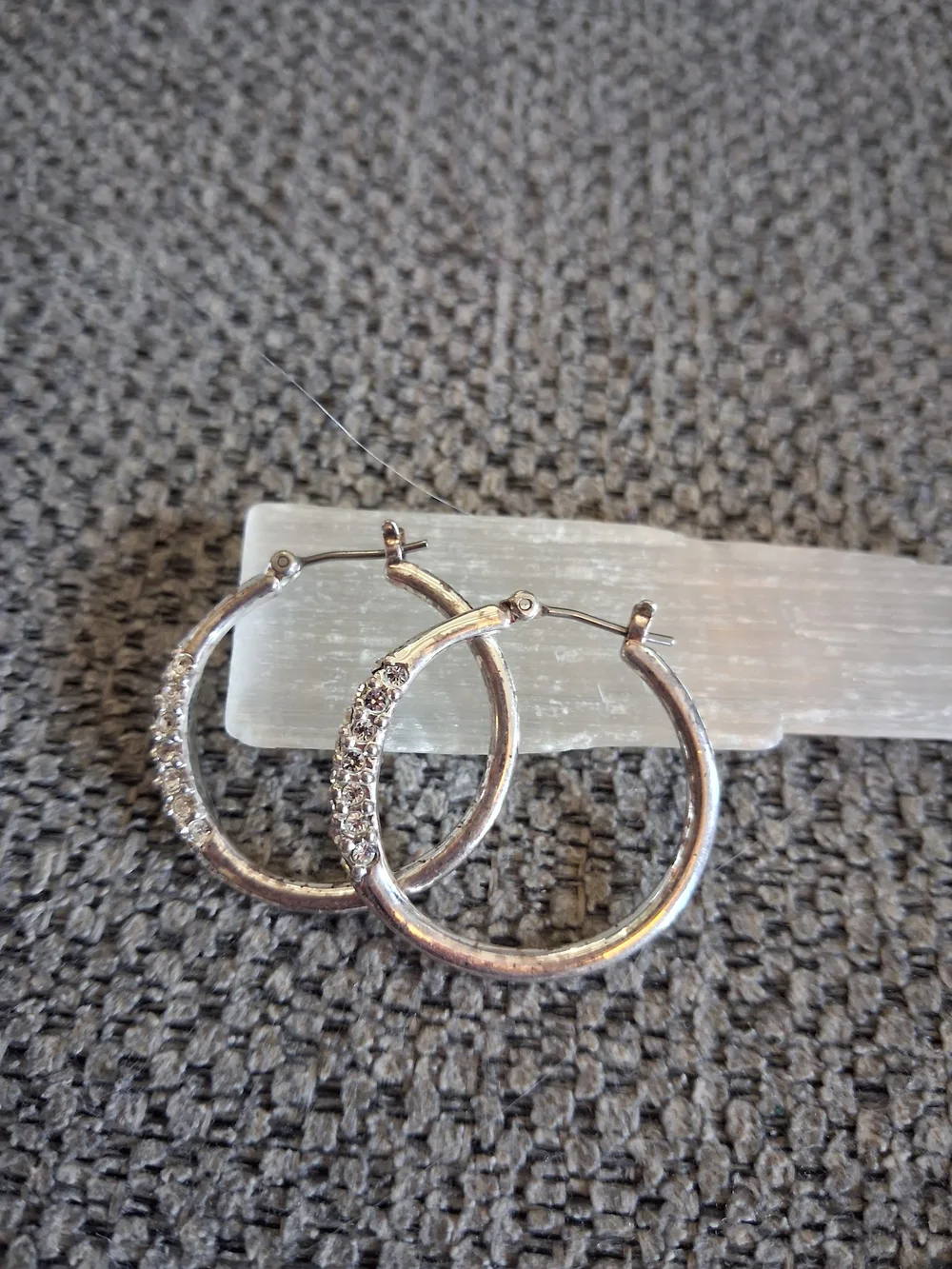 Silver Hoop Earrings with Pave Crystals - Elegant Women Jewelry